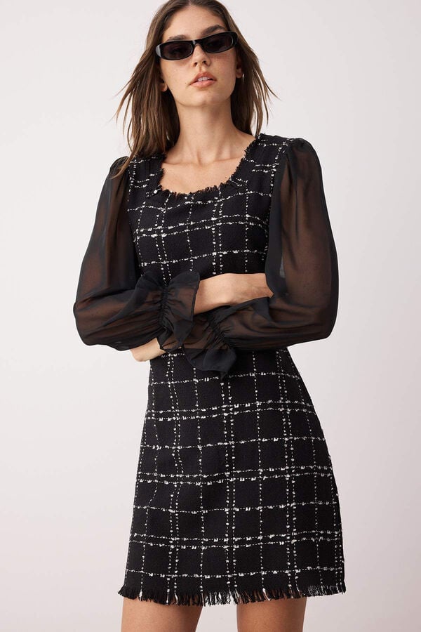 Trendyol Vestido de tweed preto