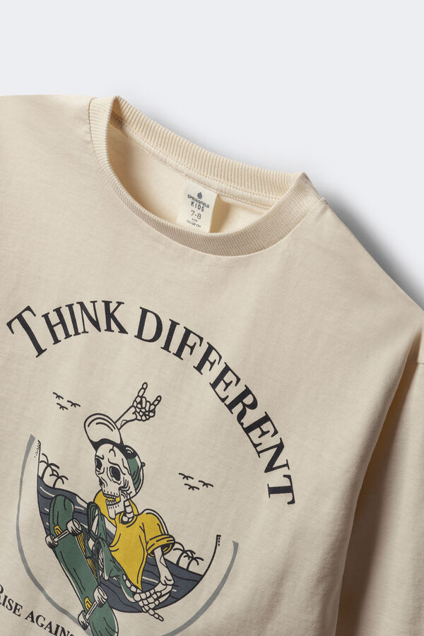 Springfield Kids Camiseta de manga comprida com estampado de caveira skatista para meninos estampado