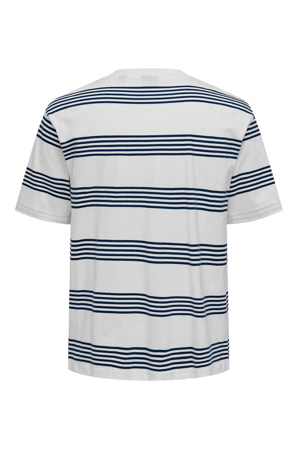 Only & Sons T-shirt estampada riscas branco