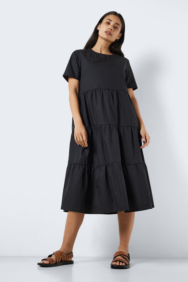 Noisy May Vestido midi de manga corta negro