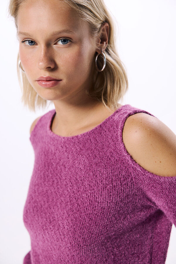 Springfield Camiseta chenilla hombros descubiertos morado/lila