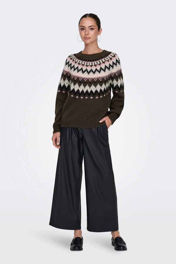 JDY Jersey de punto estampado marr&oacute;n