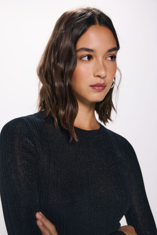 Springfield Su&eacute;ter fino de lurex preto