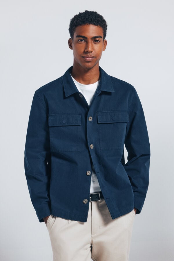 Springfield Sobrecamisa de algodão azul