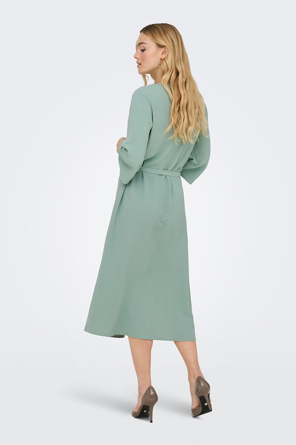 JDY Vestido midi manga 3/4 turquesa