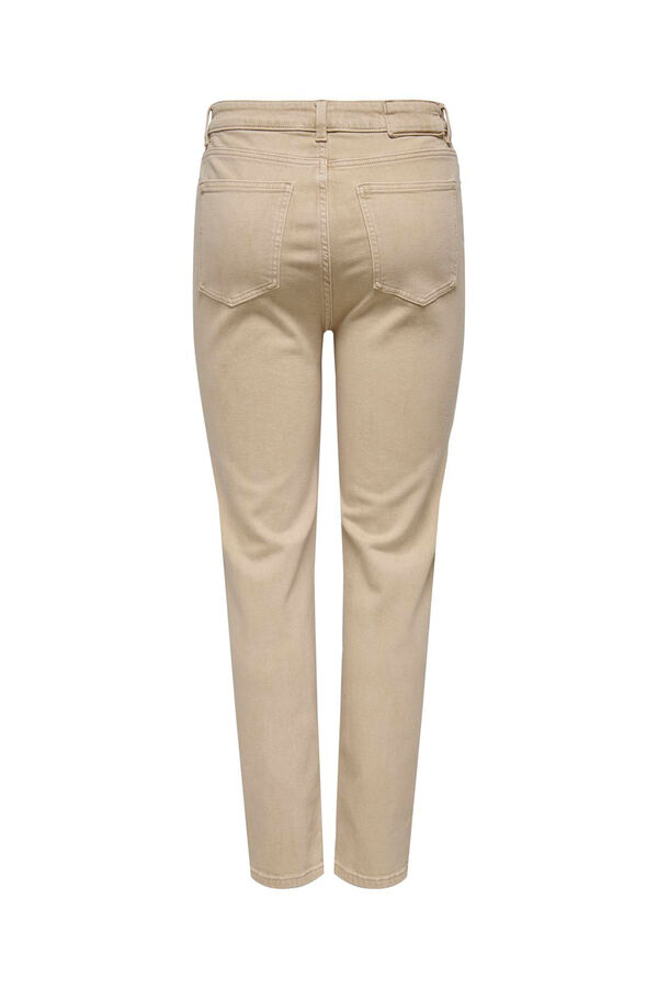 Only Pantalón recto de tiro alto gris