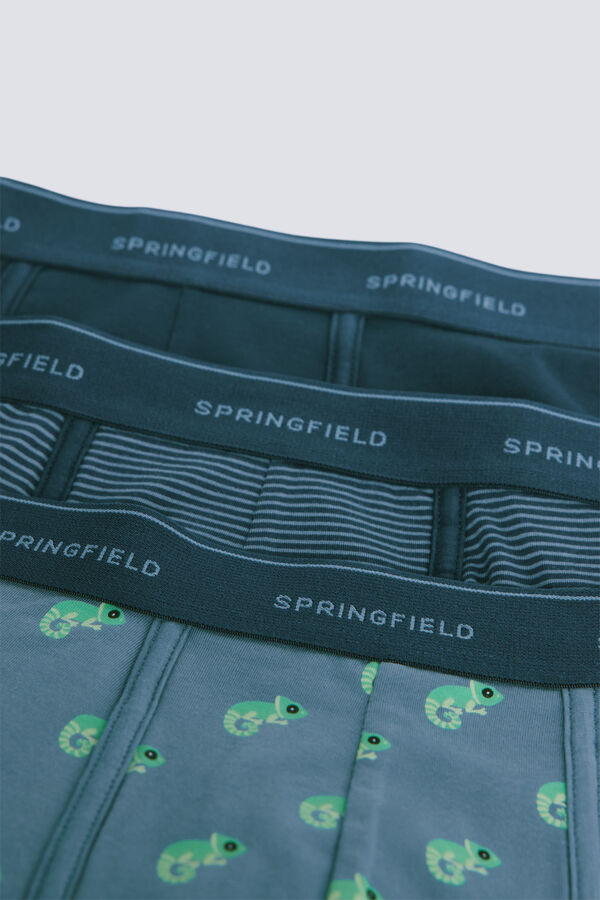 Springfield Pack 3 boxers camaleones y rayas azul