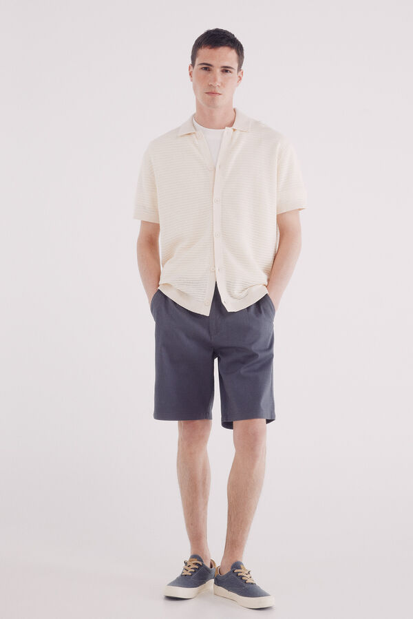 Springfield Cardigan manga corta cuello polo blanco