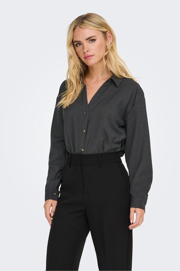 JDY Camisa manga comprida flu&iacute;da cinzento