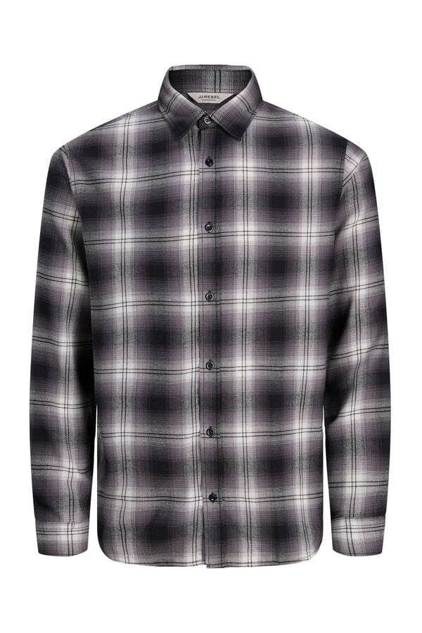 JJ REBEL Camisa xadrez regular fit cinzento