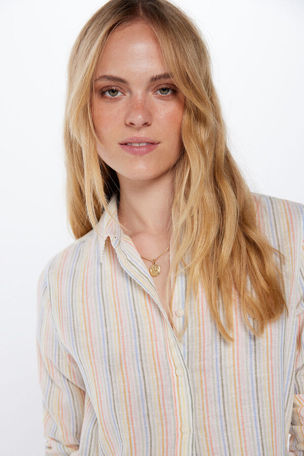 Springfield Camisa b&aacute;sica de linho de algod&atilde;o vermelho