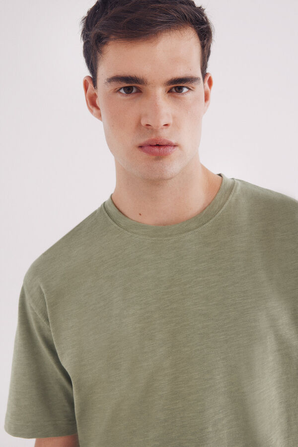 Springfield T-shirt algodão slub bege