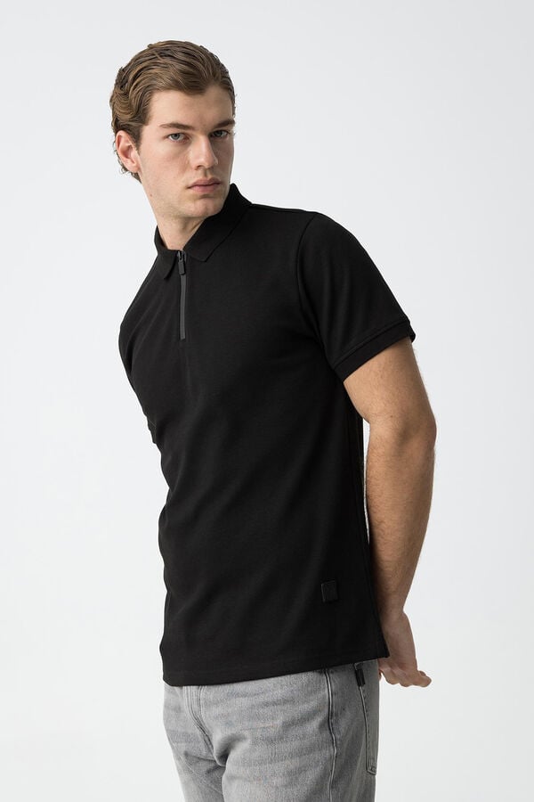 Tiffosi Polo com fecho-&eacute;clair preto