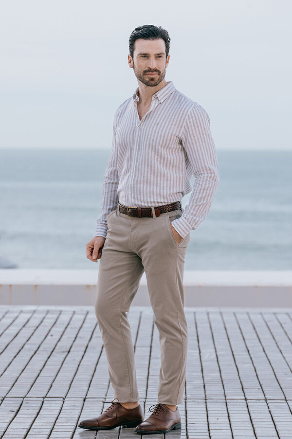 Celopman Camisa Rayas Lino verde