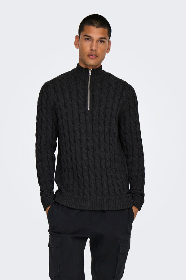 Only & Sons Jersey de punto de hombre con forma trenzada regular fit gris