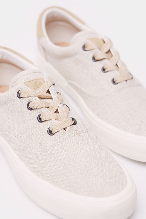 Springfield Chinelo de tecido r&uacute;stico natural branco