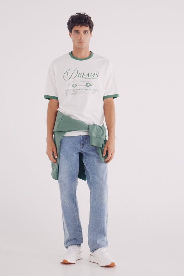 Springfield Camiseta contraste stay dreams marfil