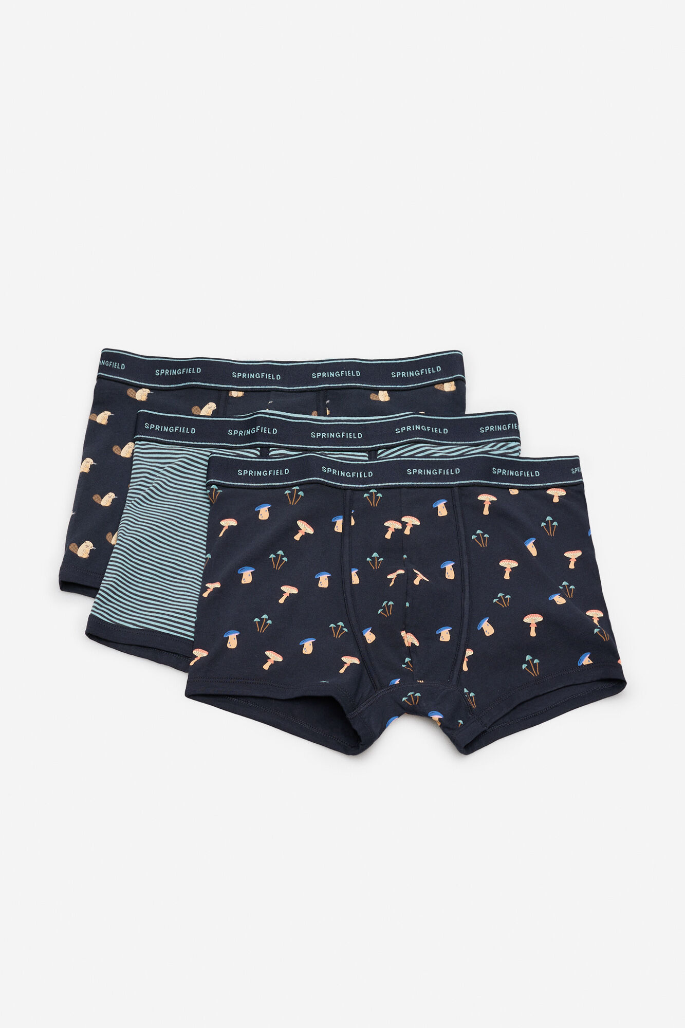 Springfield Pack de 3 boxers com estampado de cogumelo e castor