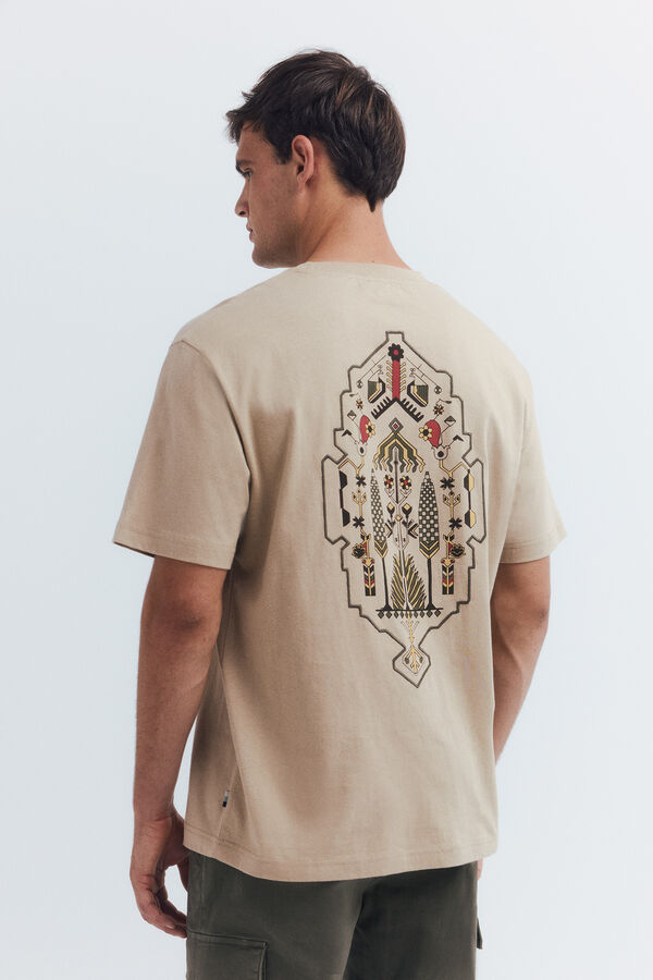 Springfield Camiseta geométrica bordado beige