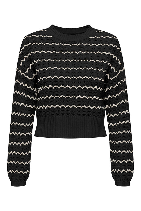Only Camisola de malha curta canelada preto