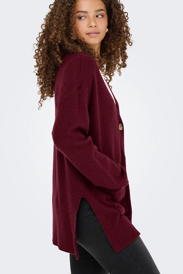 Only C&aacute;rdigan midi con bolsillos morado/lila