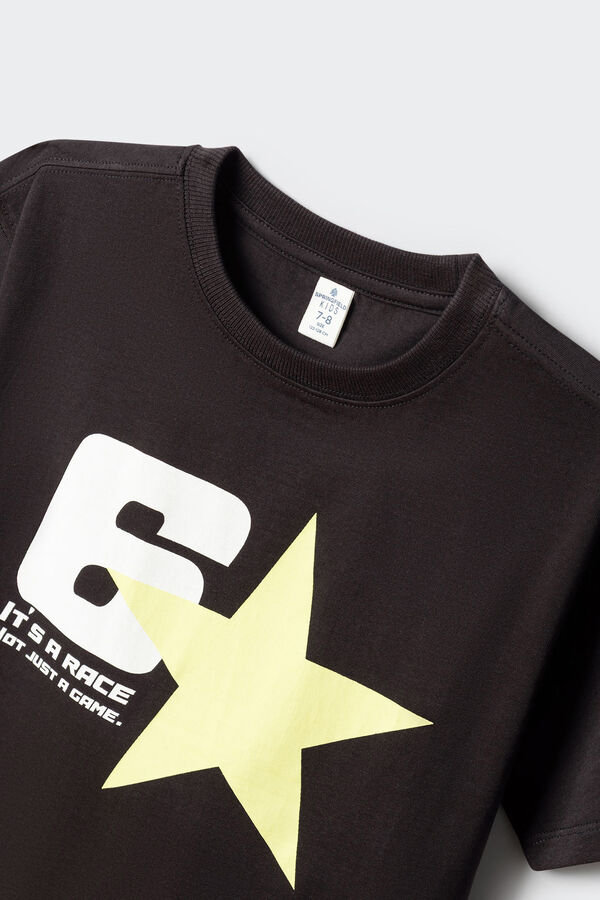 Springfield Kids T-shirt manga curta urbana para menino preto