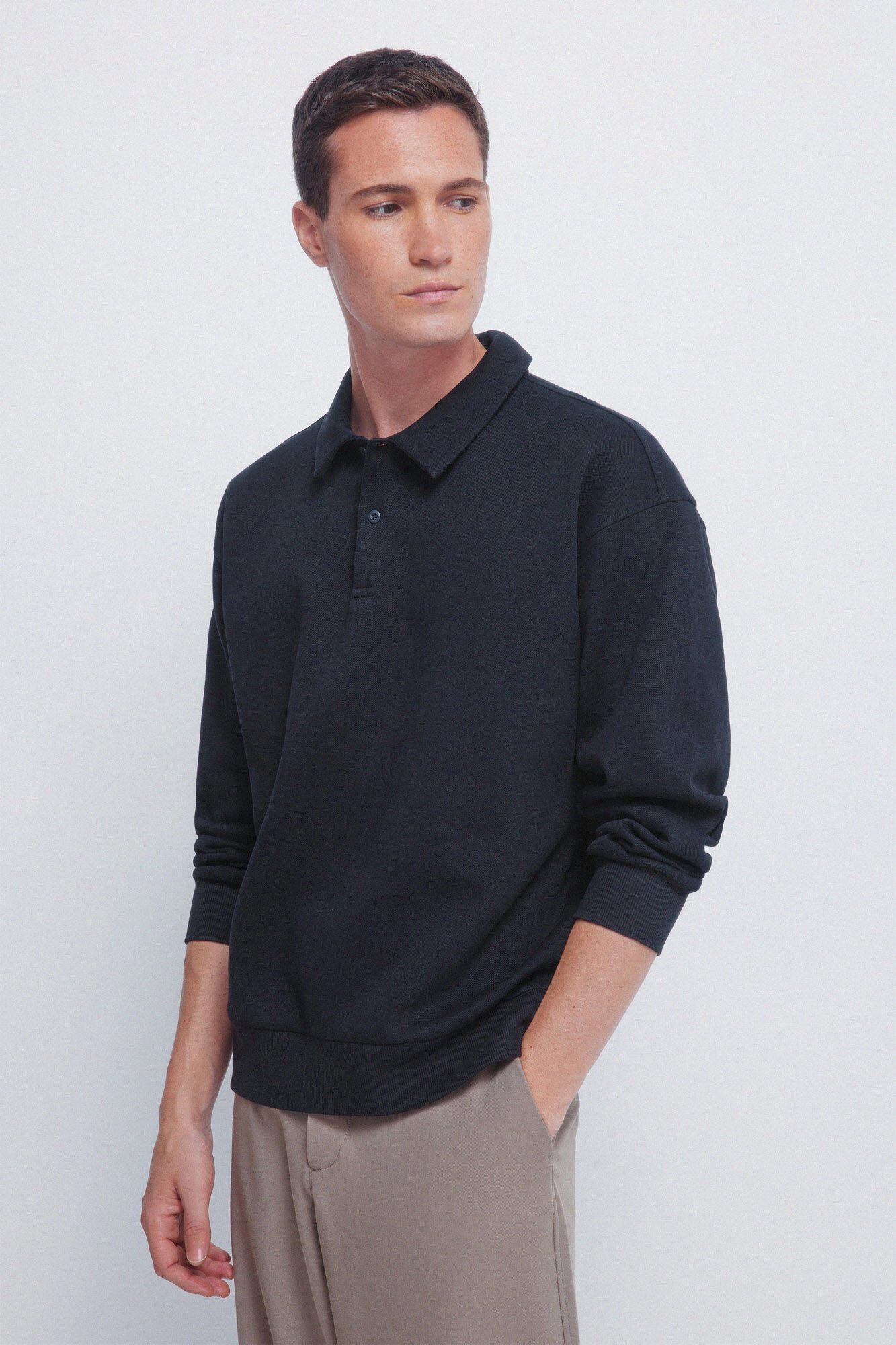 Springfield Polo piqu&eacute; manga larga interlock boxy fit