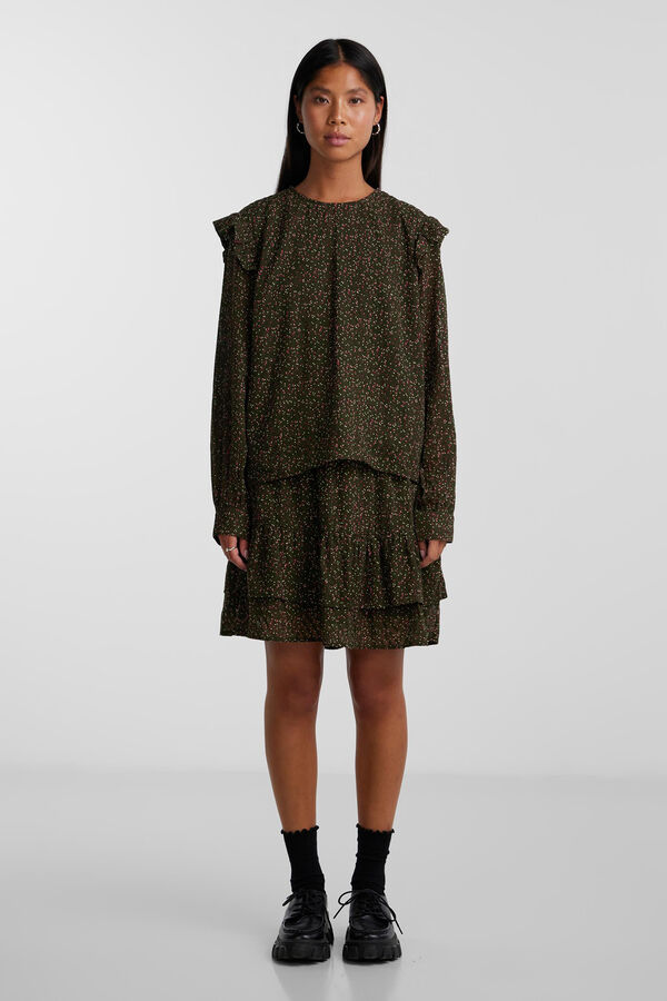 Pieces Blusa con volantes verde