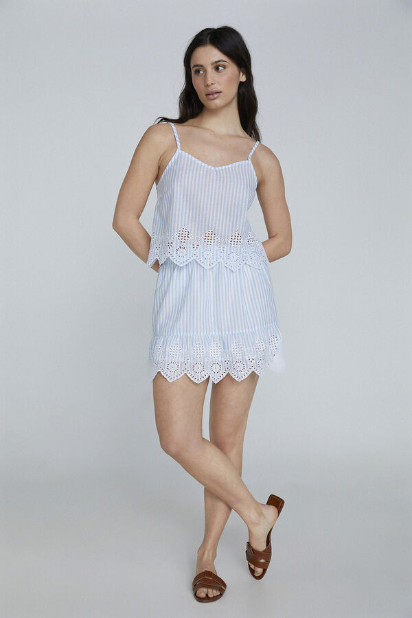 Only Top al&ccedil;as bordado ingl&ecirc;s branco