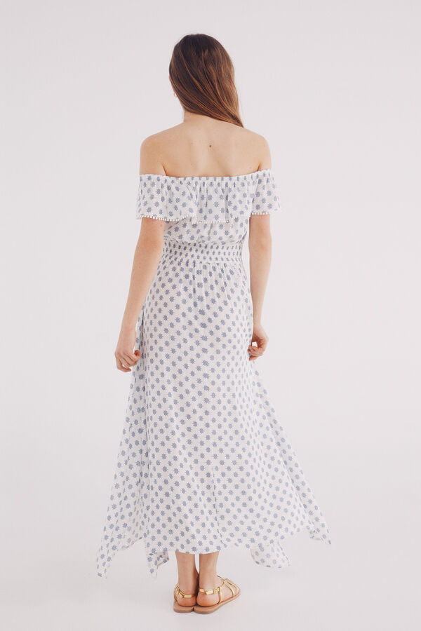 Springfield Vestido midi estampado &eacute;tnico marr&oacute;n