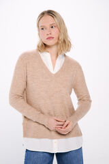 Springfield Suéter combinado com decote em bico  azul