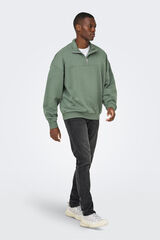Only & Sons Sweatshirt com fecho-&eacute;clair. verde