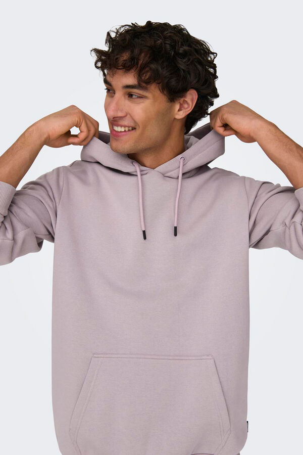 Only & Sons Sweatshirt com capuz de l&atilde; rosa