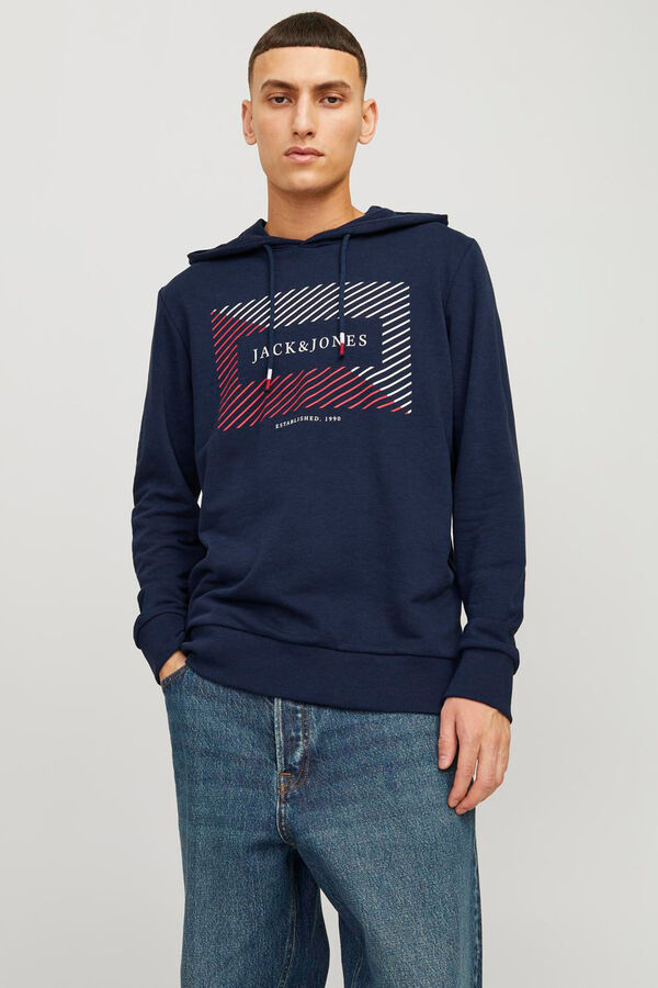 Jack & Jones Sweatshirt com capuz padr&atilde;o azul