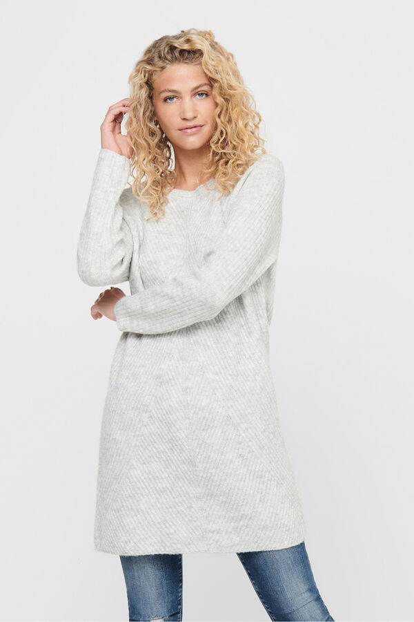 Only Vestido curto de malha canelada cinzento