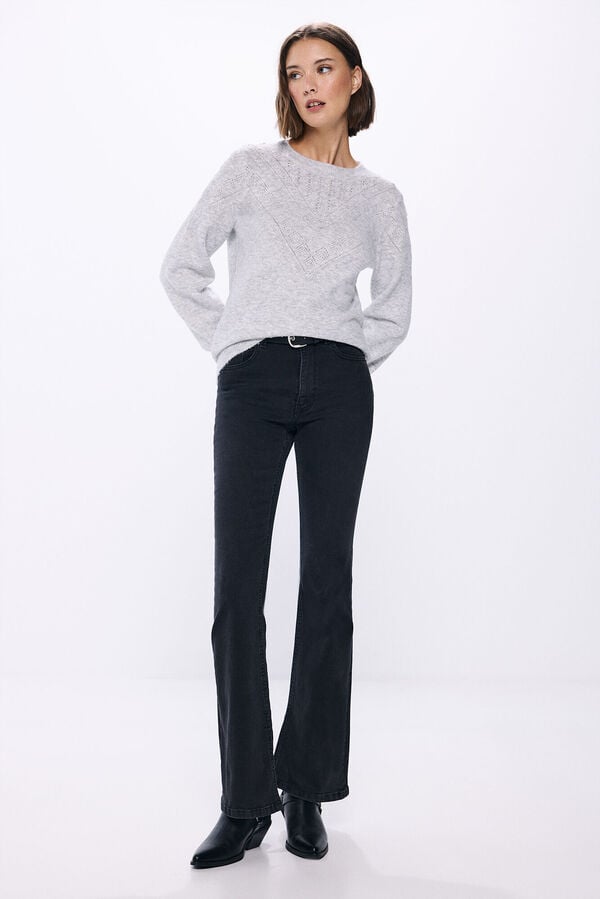 Springfield Su&eacute;ter com detalhe Pointelle cinzento