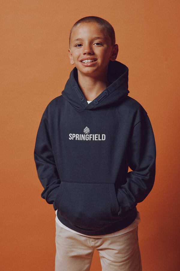 Springfield Kids Sudadera capucha logo ni&ntilde;o azul