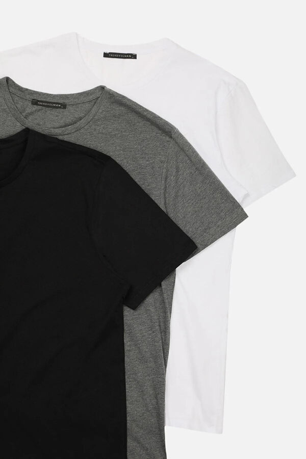 Trendyol Pack de 3 camisetas de algod&oacute;n blanco