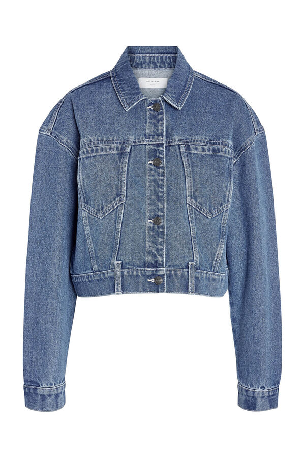 Noisy May Casaco denim cropped azul