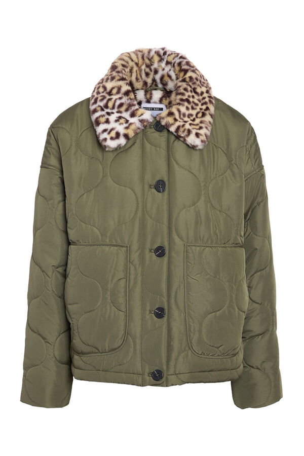 Noisy May abrigo quilted animal print verde