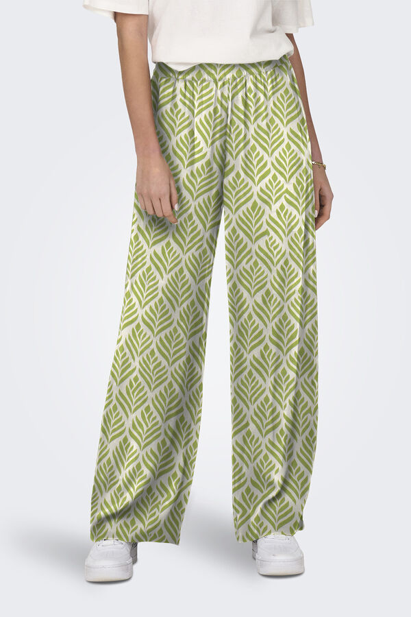 JDY Pantal&oacute;n ancho estampado gris