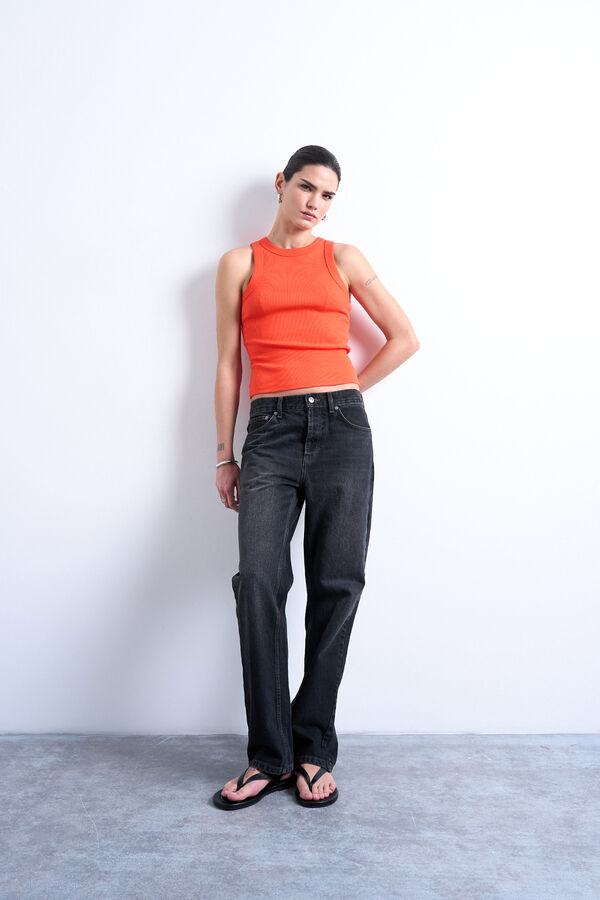 Topshop Top gola redonda vermelho