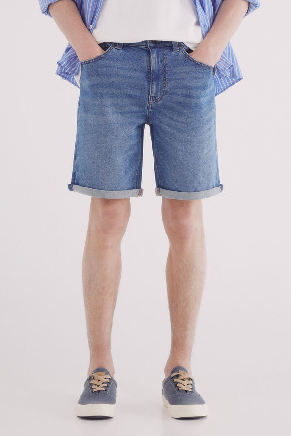 Springfield Bermuda vaquera b&aacute;sica lavado medio azul