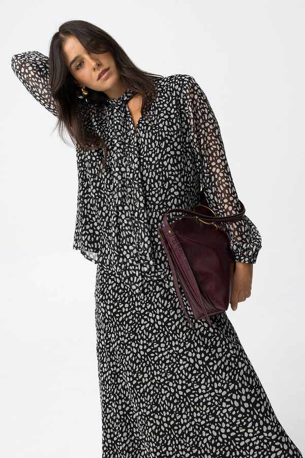 Tiffosi Blusa Estampada com La&ccedil;o preto