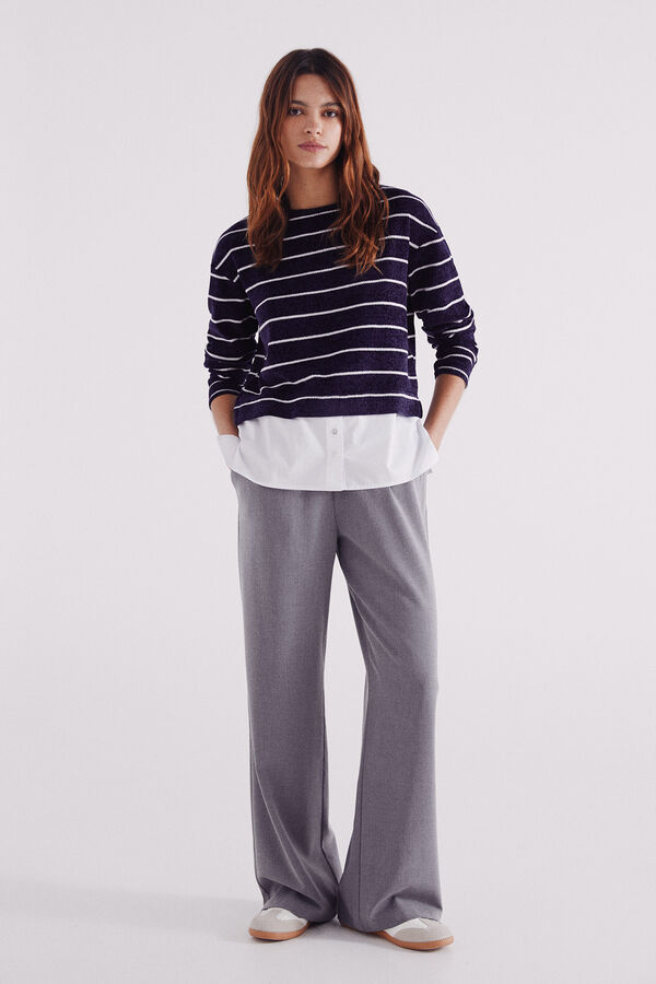 Springfield Camiseta combinada em chenille azul