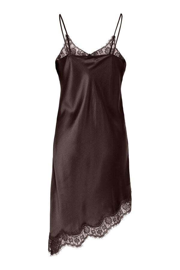 JDY Vestido curto de lingerie castanho