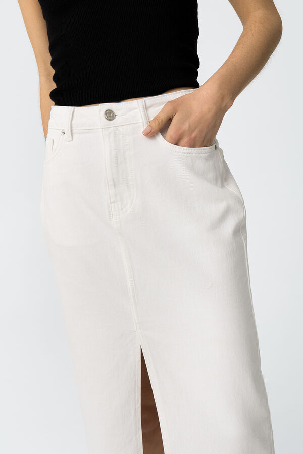 Tiffosi Falda Midi con Abertura Delantera blanco