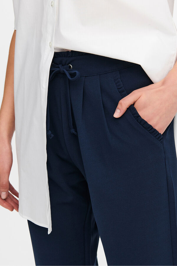 JDY Pantal&oacute;n recto pinzas azul