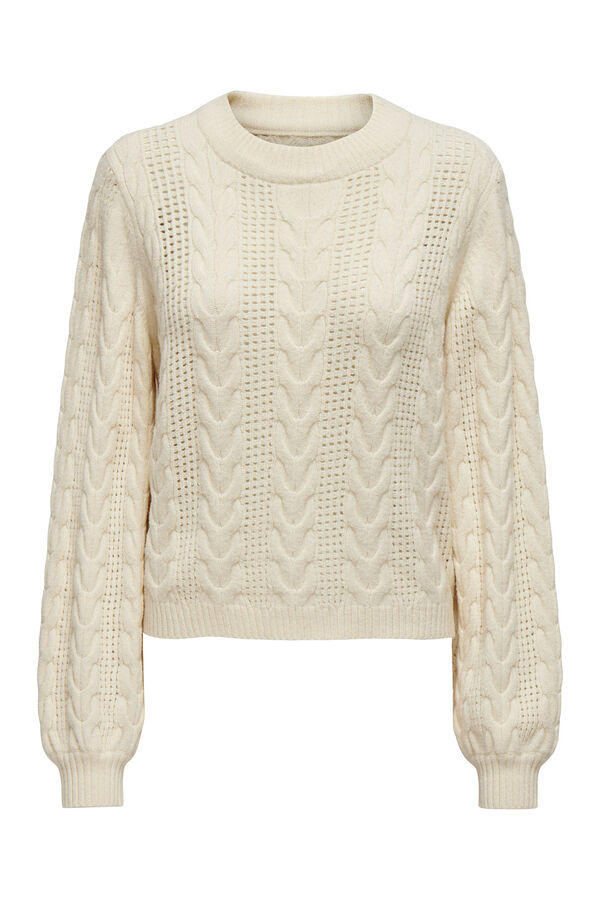 Only Camisola de malha entran&ccedil;ada branco