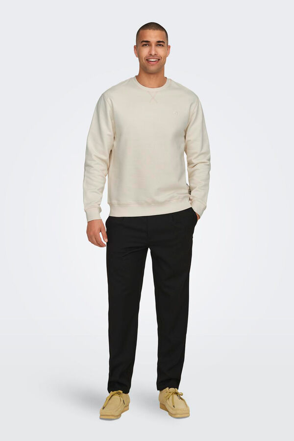 Only & Sons Sudadera de cuello redondo y print pequeño delantero regular fit blanco